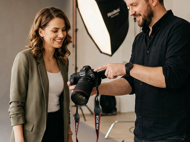 Profesionálny fotograf pri práci v Bratislave